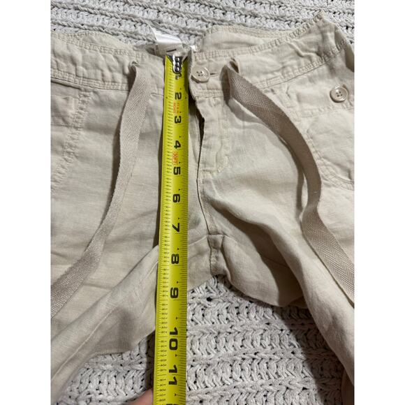 Charlotte Russe 100% Linen Pants Minimalist Womens Sz 3 Cream Adjustable Length - Picture 4 of 8